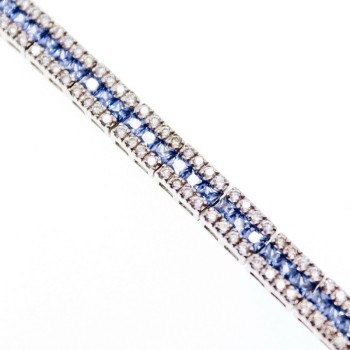 925 STERLING SILVER TANZANITE & CZ BRACELET SIZE 7.5 IN