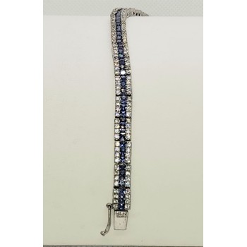 925 STERLING SILVER TANZANITE & CZ BRACELET SIZE 7.5 IN