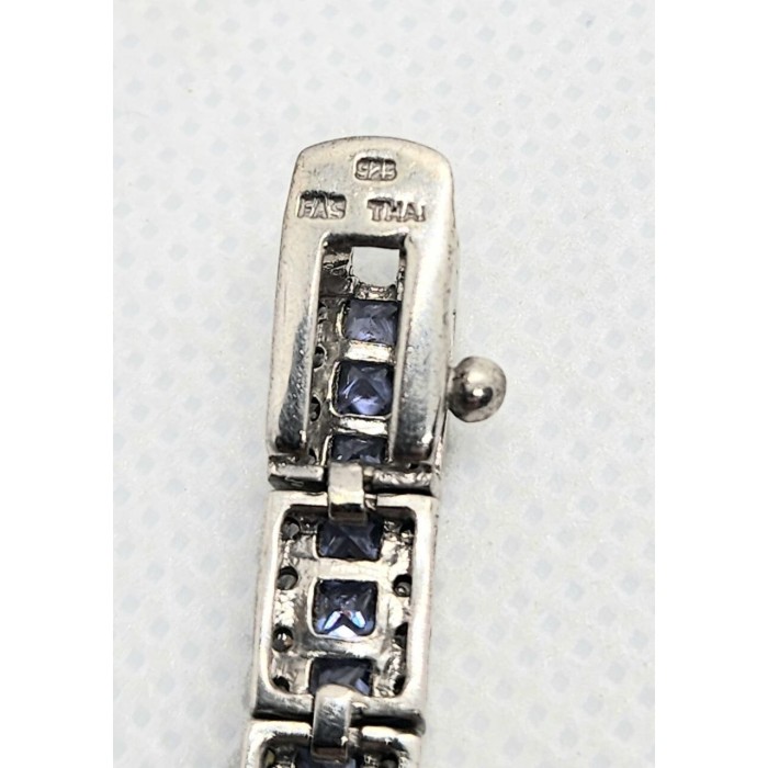 925 STERLING SILVER TANZANITE & CZ BRACELET SIZE 7.5 IN