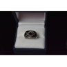 925 Sterling Silver Black Nephrite & Marcasites Ring Size 8