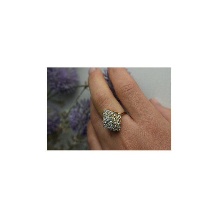 925 Sterling Silver Gold Plated Blue Spinel Ring Size 8