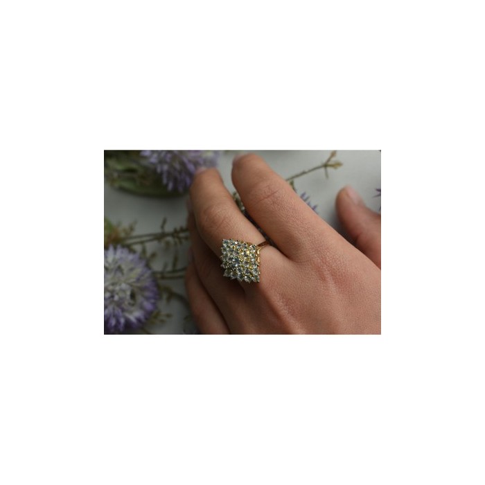 925 Sterling Silver Gold Plated Blue Spinel Ring Size 8