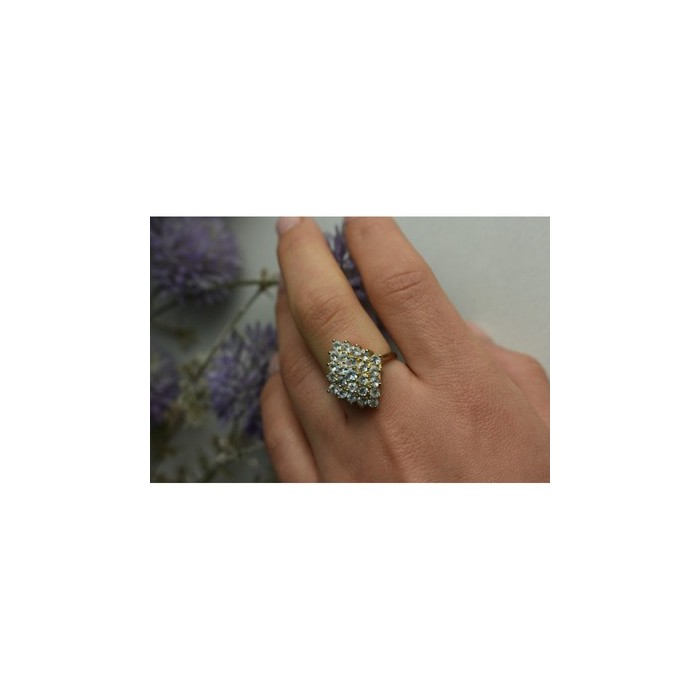 925 Sterling Silver Gold Plated Blue Spinel Ring Size 8