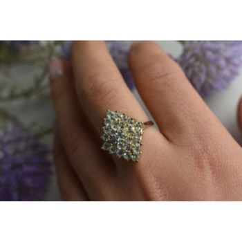 925 Sterling Silver Gold Plated Blue Spinel Ring Size 8