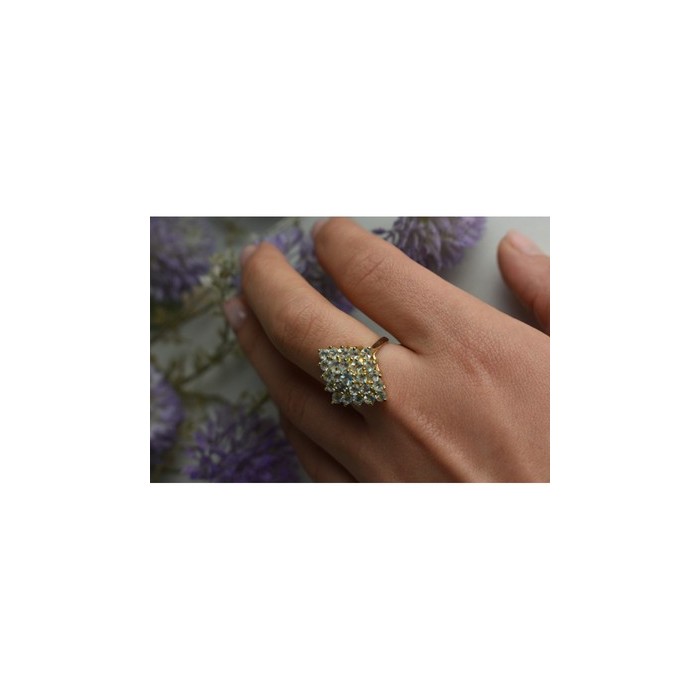 925 Sterling Silver Gold Plated Blue Spinel Ring Size 8