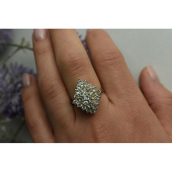 925 Sterling Silver Gold Plated Blue Spinel Ring Size 8