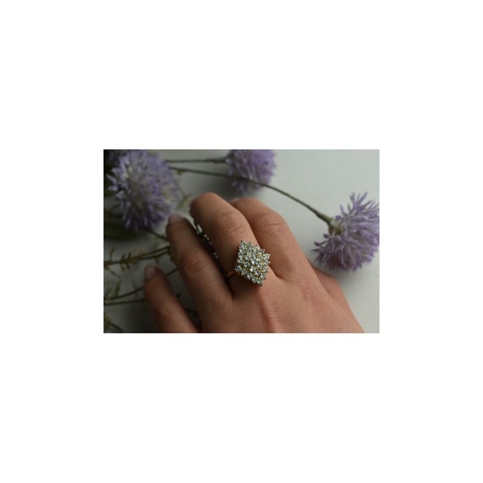 925 Sterling Silver Gold Plated Blue Spinel Ring Size 8