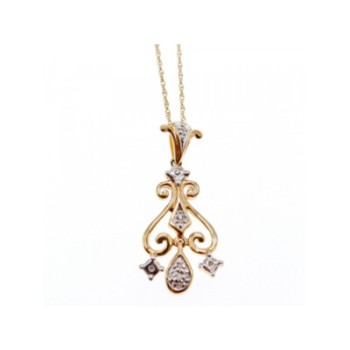 10K YELLOW GOLD DIAMONDS CHAIN WITH PENDANT