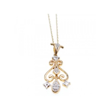 10K YELLOW GOLD DIAMONDS CHAIN WITH PENDANT