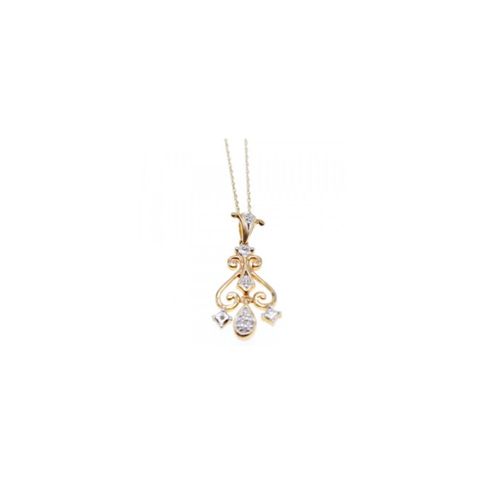 10K YELLOW GOLD DIAMONDS CHAIN WITH PENDANT