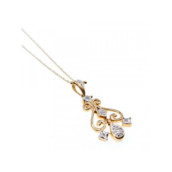 10K YELLOW GOLD DIAMONDS CHAIN WITH PENDANT