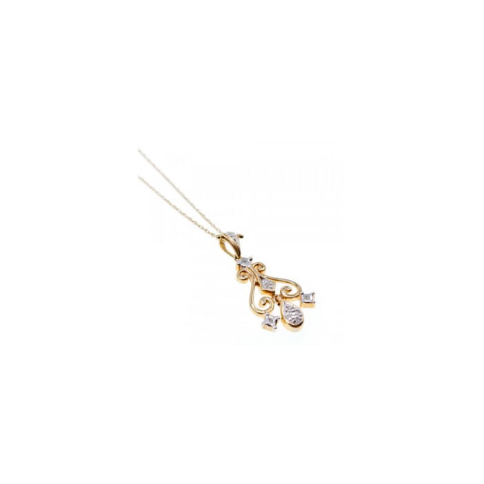 10K YELLOW GOLD DIAMONDS CHAIN WITH PENDANT