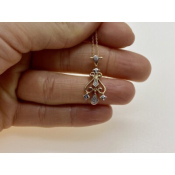 10K YELLOW GOLD DIAMONDS CHAIN WITH PENDANT