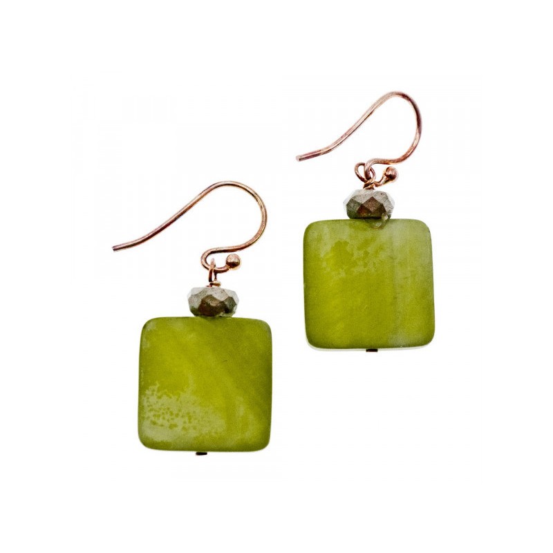 925 Sterling Silver Green Agate Earrings