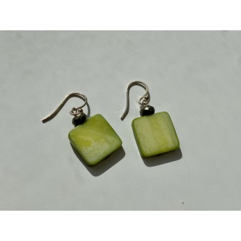 925 Sterling Silver Green Agate Earrings