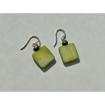 925 Sterling Silver Green Agate Earrings
