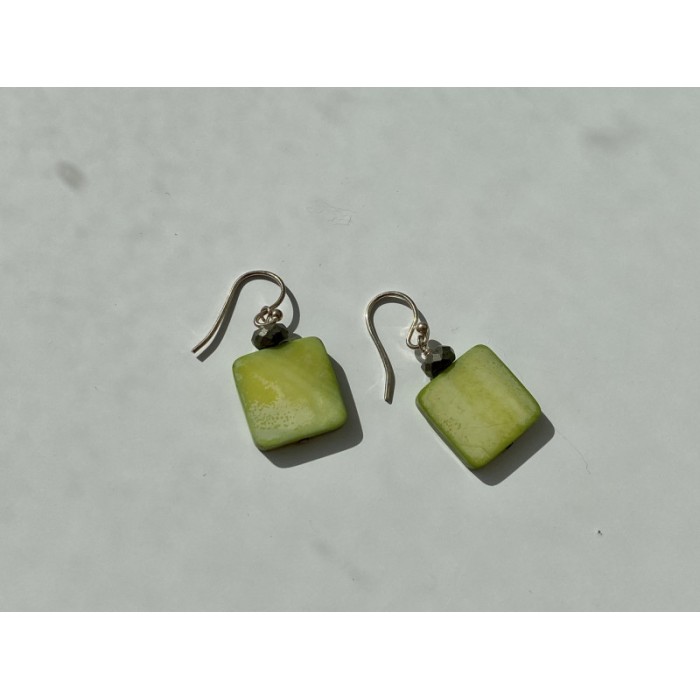 925 Sterling Silver Green Agate Earrings