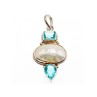 925 STERLING SILVER MOTHER OF PEARL & TOPAZ PENDANT