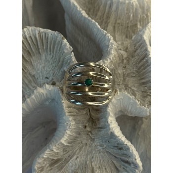 925 Sterling Silver Green Malachite Ring Size 9