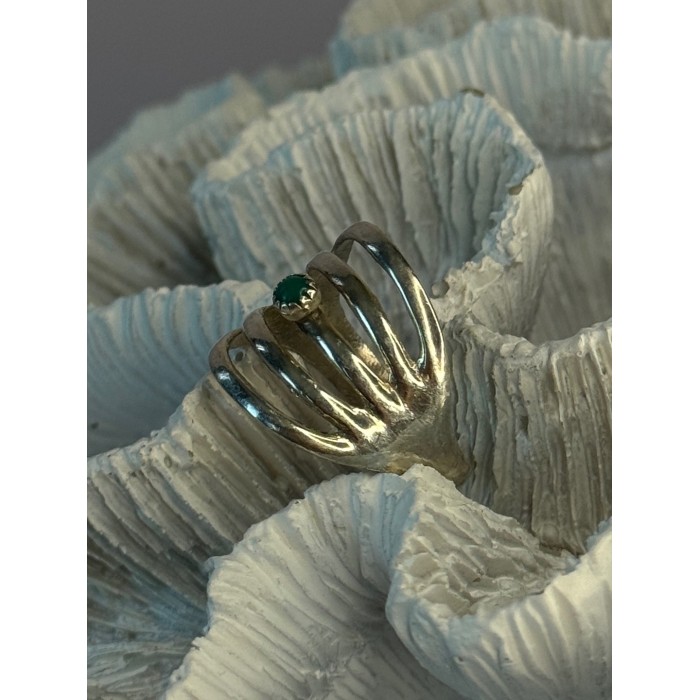 925 Sterling Silver Green Malachite Ring Size 9