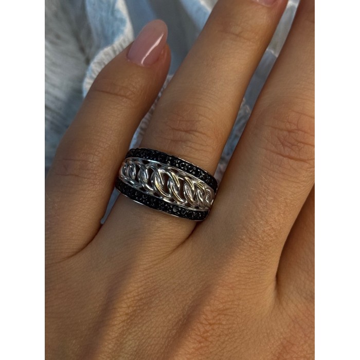 925 Sterling Silver Black Spinel Ring Size 7