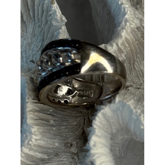 925 Sterling Silver Black Spinel Ring Size 7