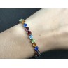 925 Sterling Silver Multicolor CZ Bracelet 7 In
