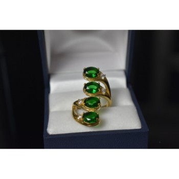 925 Sterling Silver Gold Plated Alpanite & CZ Ring Size 7