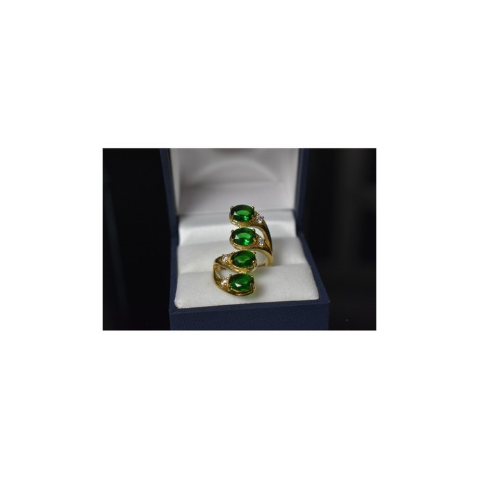 925 Sterling Silver Gold Plated Alpanite & CZ Ring Size 7