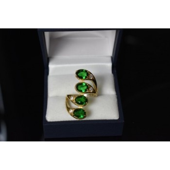 925 Sterling Silver Gold Plated Alpanite & CZ Ring Size 7