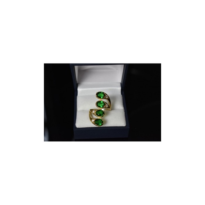 925 Sterling Silver Gold Plated Alpanite & CZ Ring Size 7