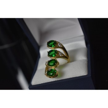 925 Sterling Silver Gold Plated Alpanite & CZ Ring Size 7