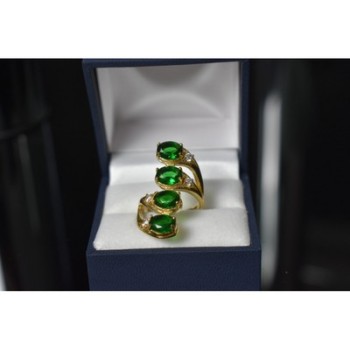 925 Sterling Silver Gold Plated Alpanite & CZ Ring Size 7