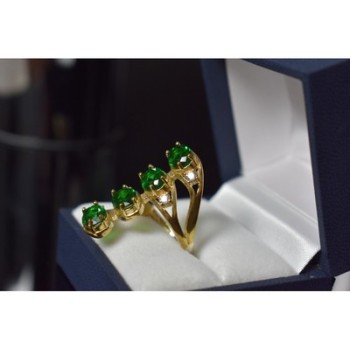 925 Sterling Silver Gold Plated Alpanite & CZ Ring Size 7