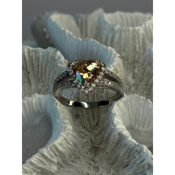 925 Sterling Silver Citrine & Beryl Ring Size 8.5