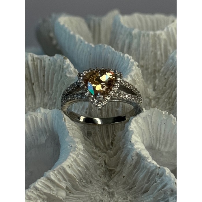 925 Sterling Silver Citrine & Beryl Ring Size 8.5