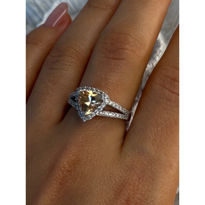 925 Sterling Silver Citrine & Beryl Ring Size 8.5