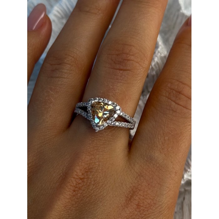 925 Sterling Silver Citrine & Beryl Ring Size 8.5