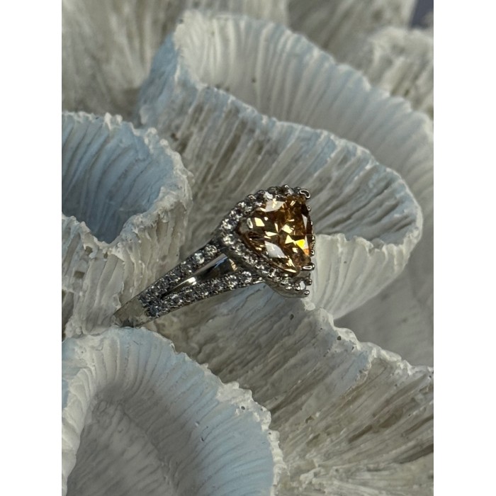 925 Sterling Silver Citrine & Beryl Ring Size 8.5