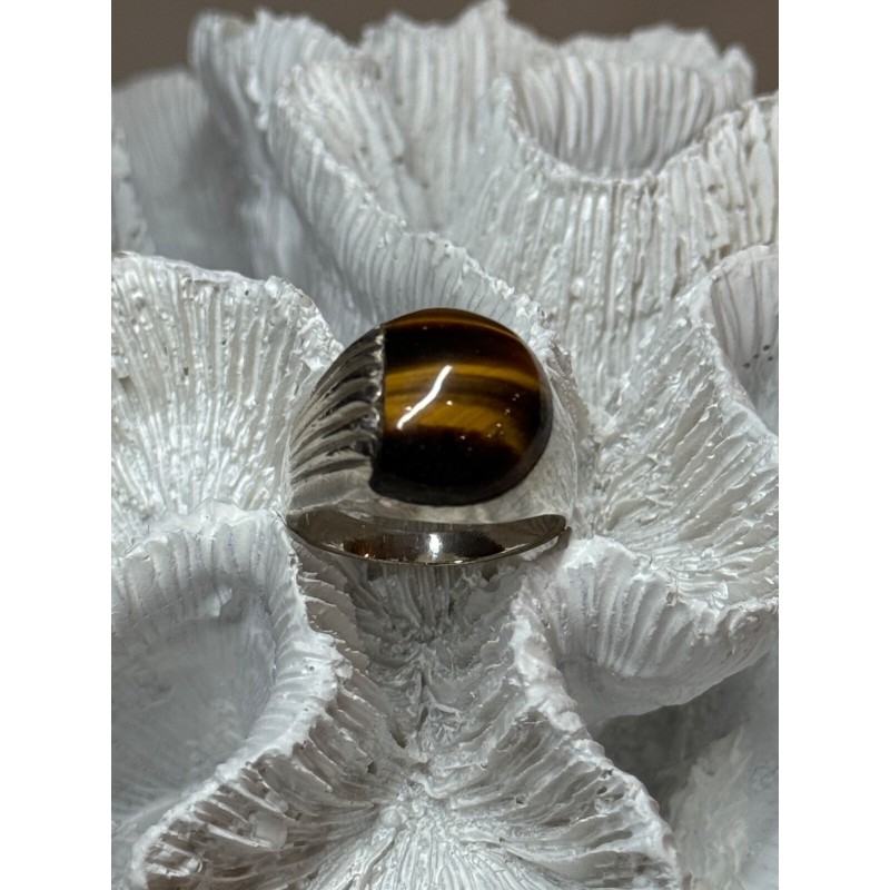 925 STERLING SILVER AMBER MEN'S RING SIZE 9