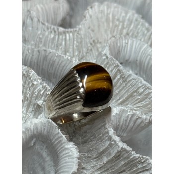 925 STERLING SILVER AMBER MEN'S RING SIZE 9