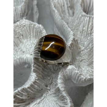925 STERLING SILVER AMBER MEN'S RING SIZE 9