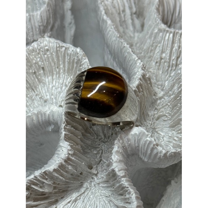 925 STERLING SILVER AMBER MEN'S RING SIZE 9