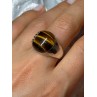 925 STERLING SILVER AMBER MEN'S RING SIZE 9