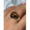 925 STERLING SILVER AMBER MEN'S RING SIZE 9