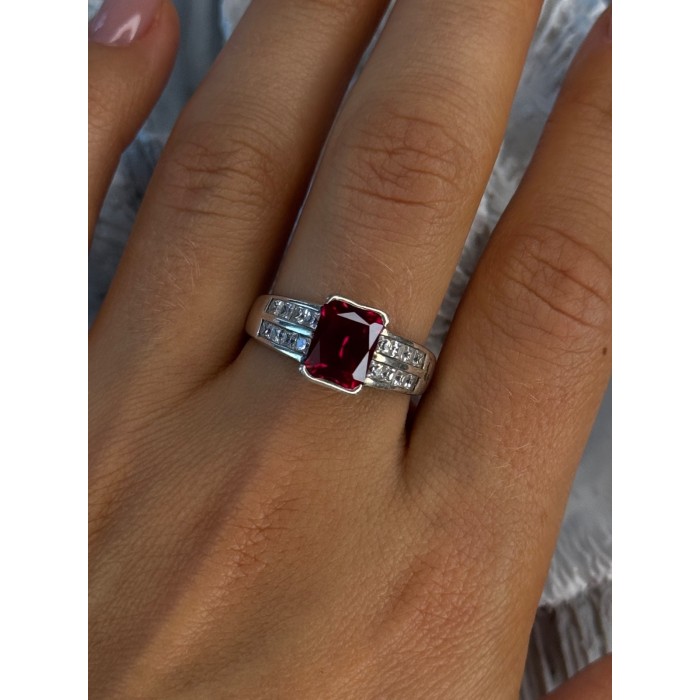 925 Sterling Silver Ruby & Beryl Ring Size 10