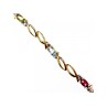 925 STERLING SILVER GOLD PLATED MULTI GEMSTONES BRACELET SIZE 7.5 IN