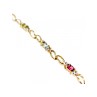 925 STERLING SILVER GOLD PLATED MULTI GEMSTONES BRACELET SIZE 7.5 IN