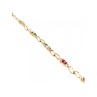 925 STERLING SILVER GOLD PLATED MULTI GEMSTONES BRACELET SIZE 7.5 IN