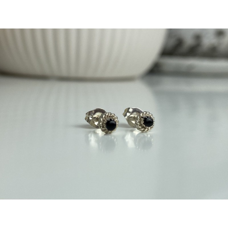 925 Sterling Silver Agate Stud Earrings